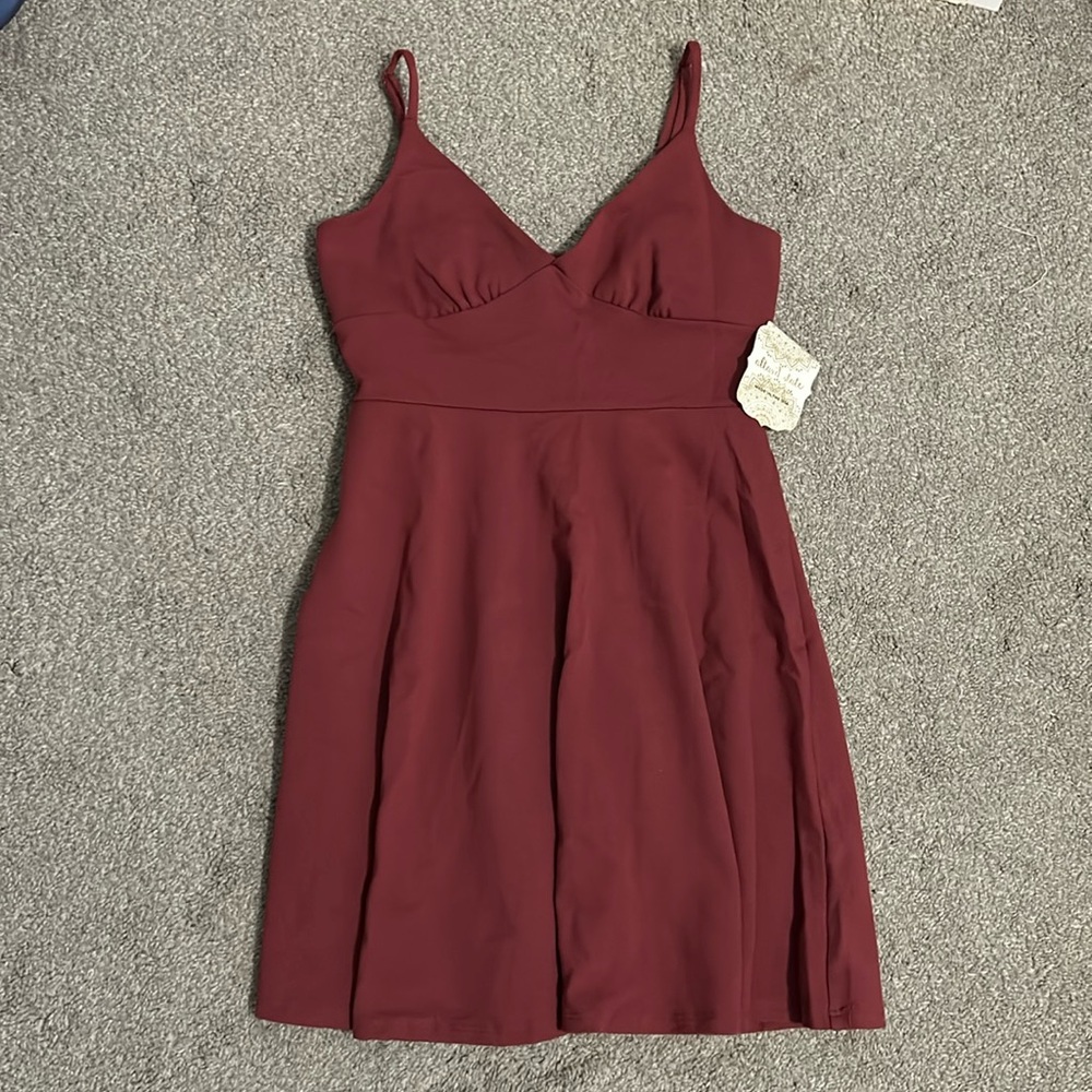 Altar’d State Pink Blush Skater Dress with V Neck